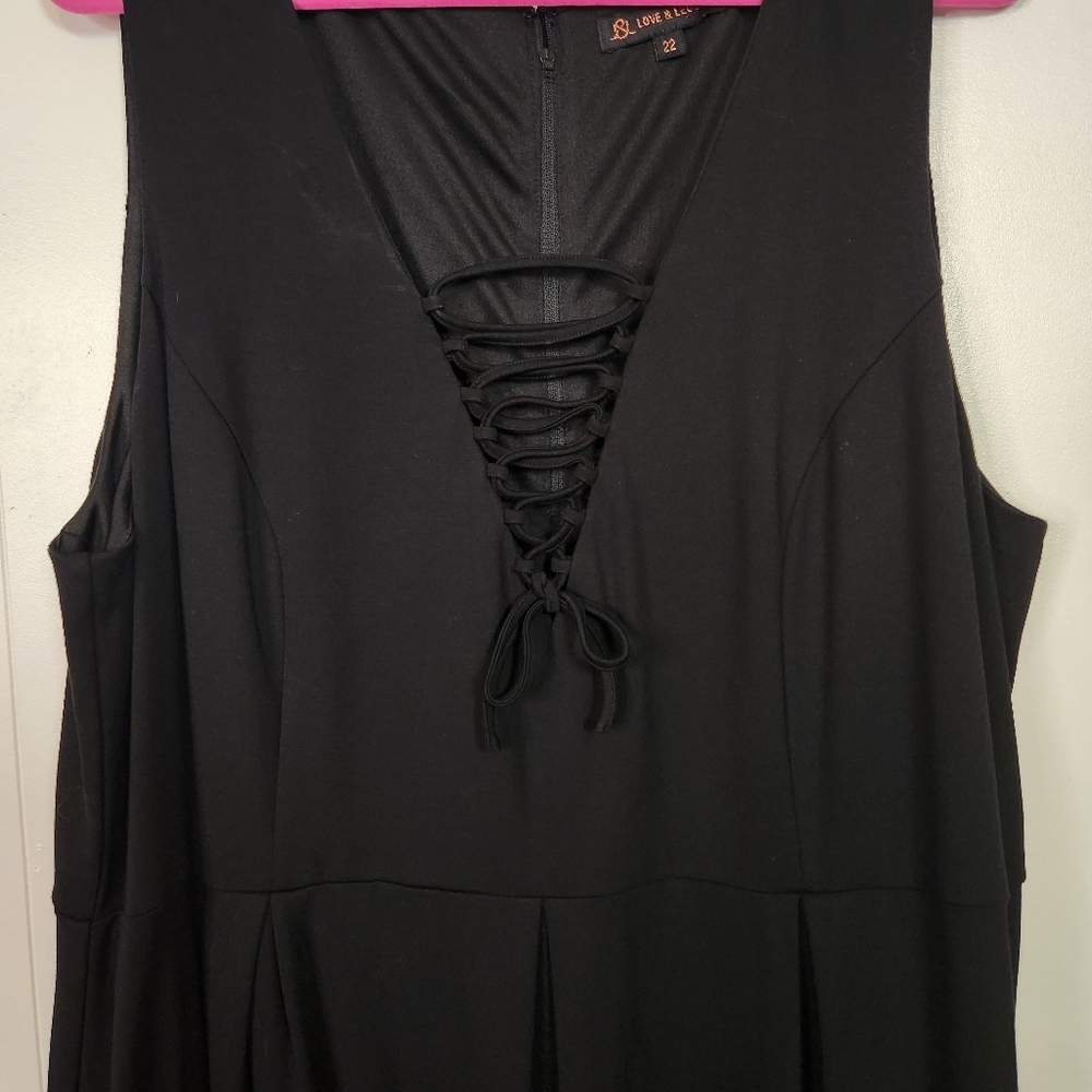Love & Legend Black Goth Plus Size 22 Dress Lace Up Sleeveless Whimsigoth Grunge - Picture 3 of 11